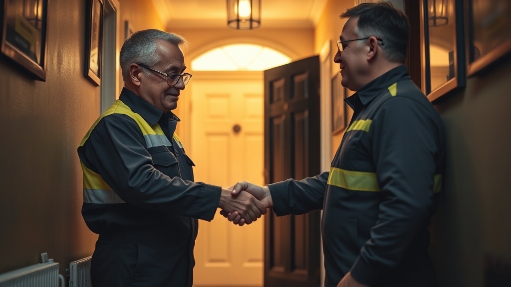 Engineer shaking hands with a Banstead homeowner after locating their leak